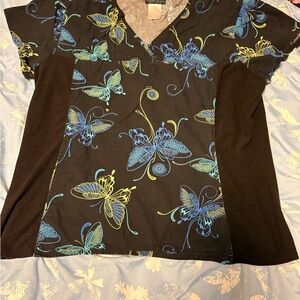 Bundle of 2 black pattern scrub tops